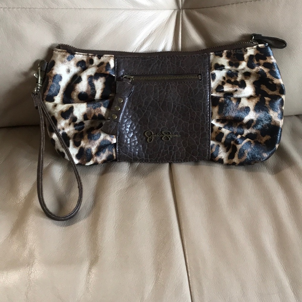 jessica simpson leopard wristlet
